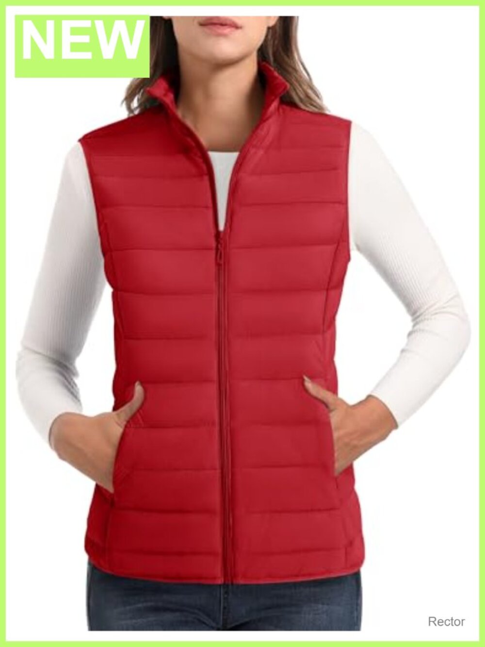 Womens Puffer Vest Nylon Quilted Zip Pockets Sleeveless